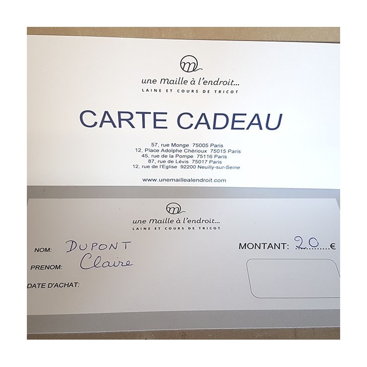 CARTE CADEAU 20 EUROS
