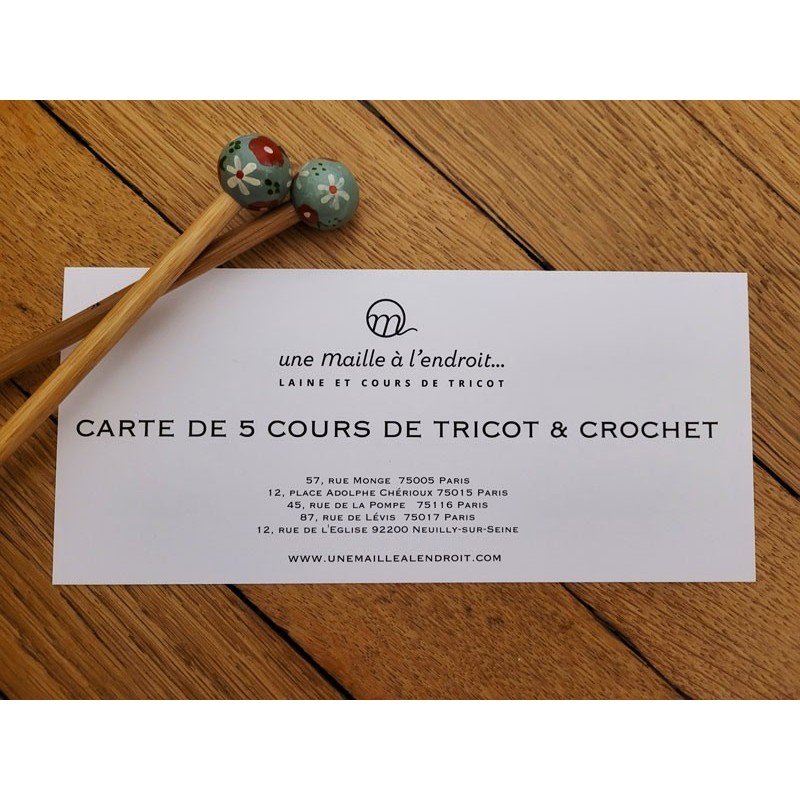 Carte cadeau cours tricot et crochet Paris 5 cours