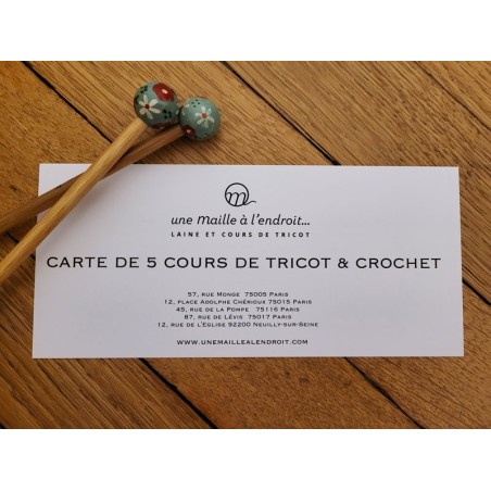 Carte cadeau cours tricot et crochet Paris 5 cours